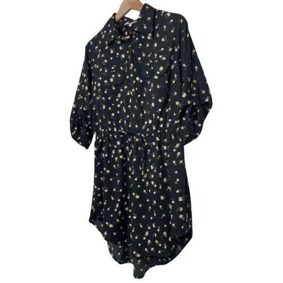 SPEED CONTROL | Women's Black & Yellow Lightweight Floral Shirt Dress | Size L - Picture 6 of 13